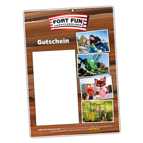 Den Sofort-Gutschein mit schönem Layout für das FORT FUN kann man erwerben.