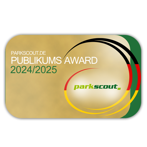 Der Publikums Award 2024-25 mit Logo von Parkscout.